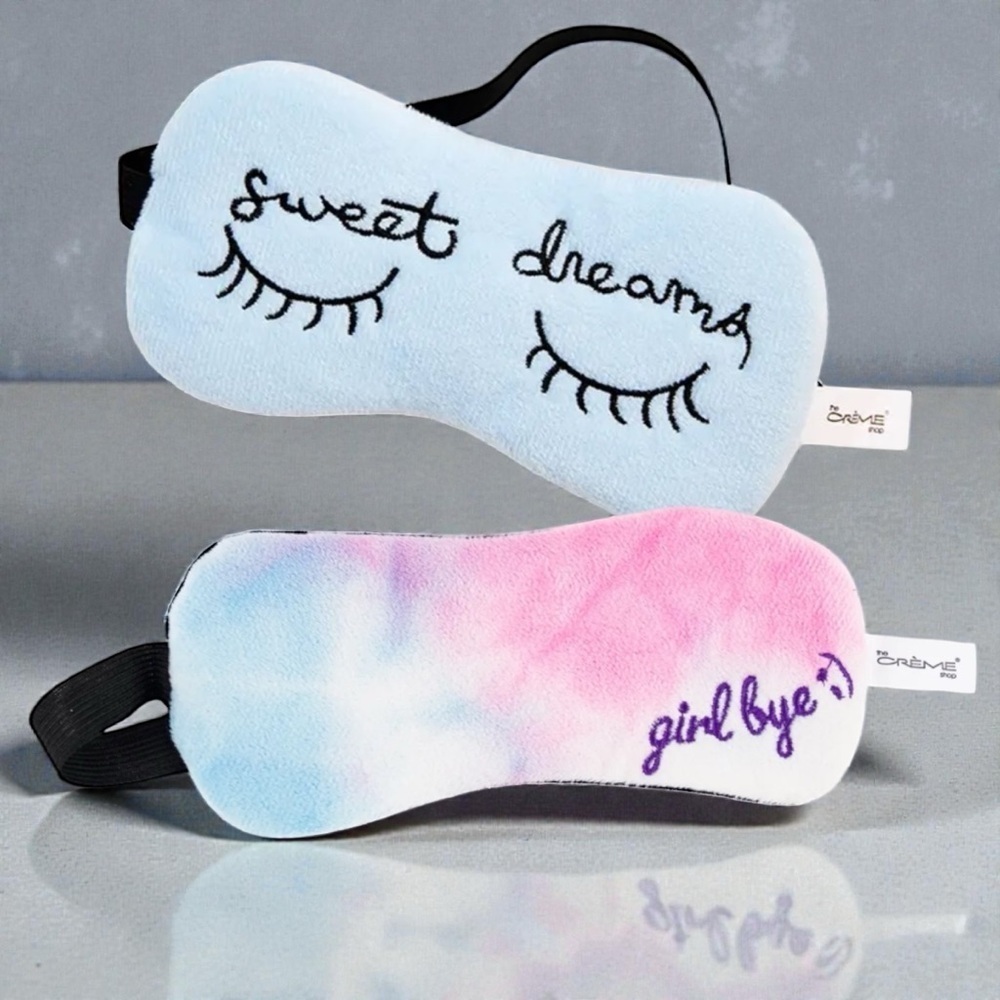 THE CRÈME SHOP Blue Sweet Dreams Tie Dye Girl Bye Plush Sleep Mask Bundle of 2
